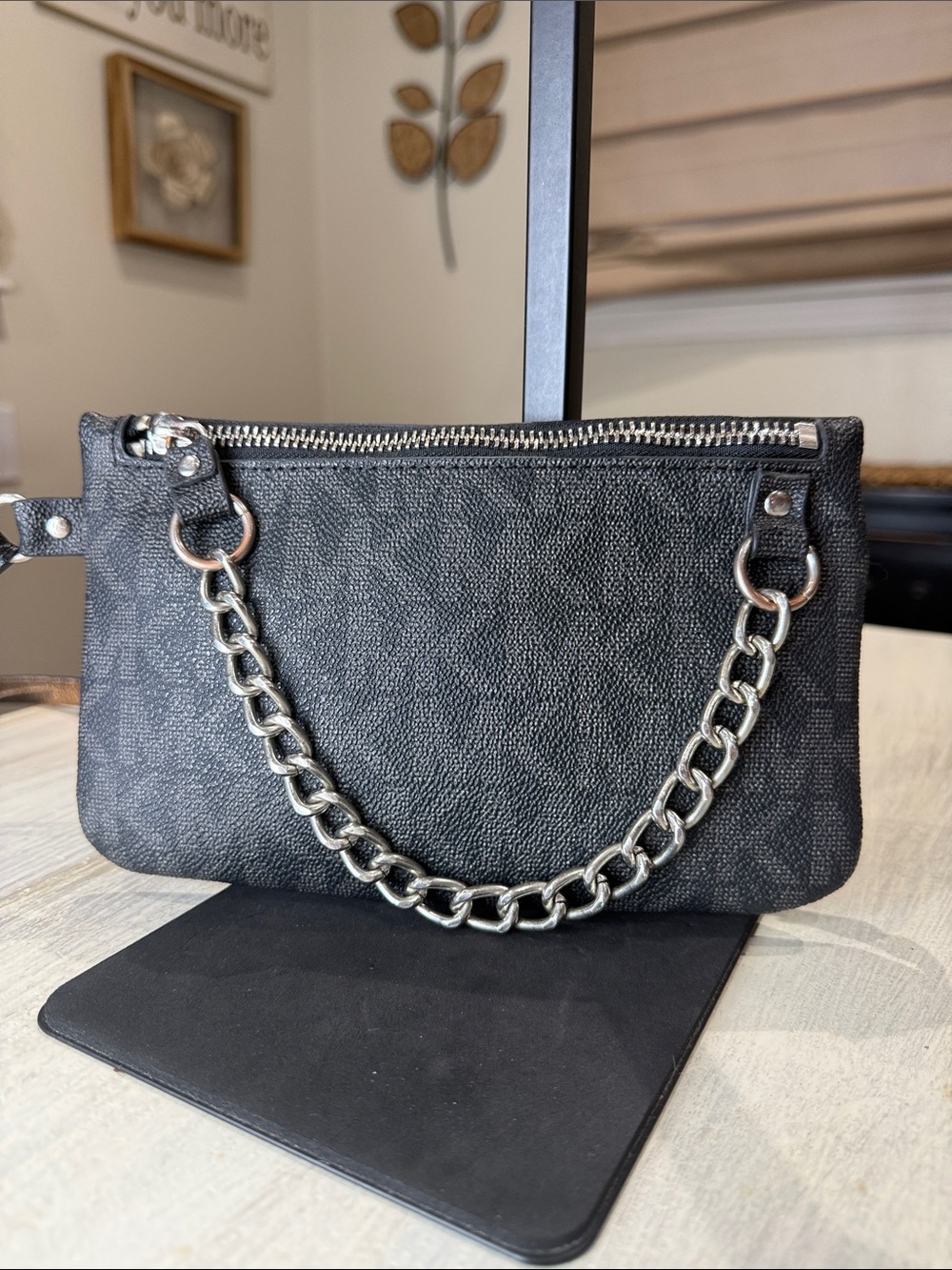 Vintage Michael Kors Black Chain-Accent Belt Bag